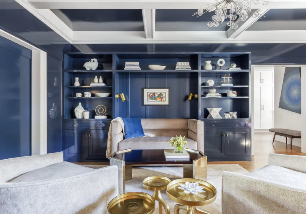 coddington design deep blue living room