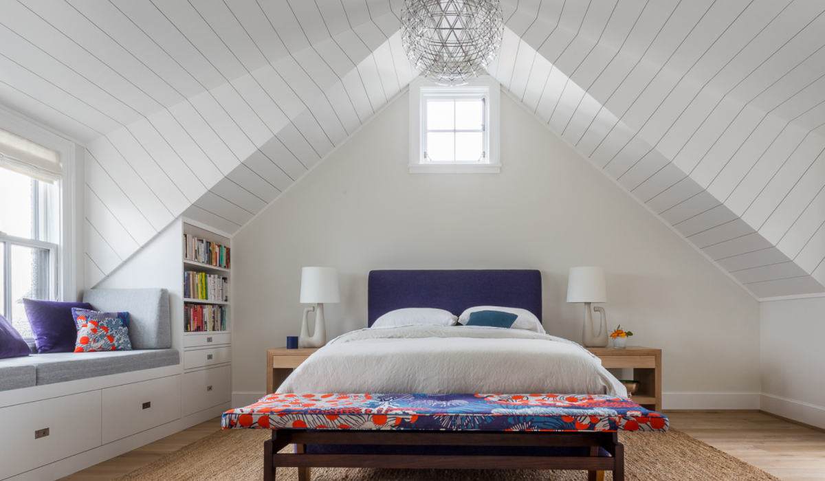 coddington-design-beach-inspired-bedroom-bay-area-interiors-shiplap-ceiling-timeless-chandelier-window-seat-colorful-bench