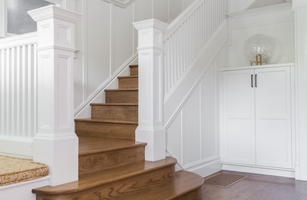 coddington-design-marin-ca-interior-design-in-2023-custom-millwork-staircase-white-hardwood-floors