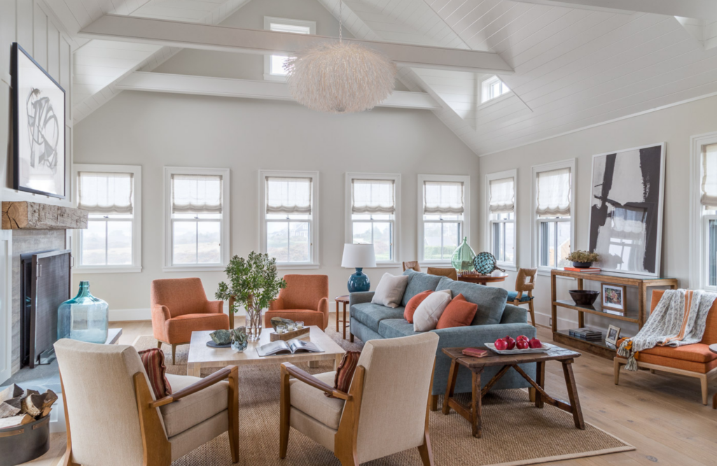 coddington-design-marin-ca-luxury-home-maintenance-transitional-living-room-blue-couch-orange-chairs